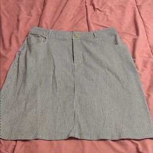 Isaac Mizrahi Black and White Striped A-Line Skirt